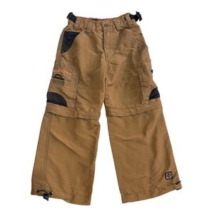 Lee Pipes Pants Boys Size 4 Tan Brown Zip Off Shorts Y2K Wide Leg Nylon Gorpcore